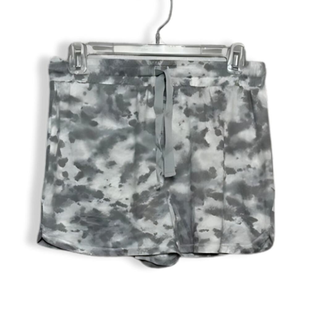 Lounge Shorts Tie Dye Soft High Rise Adjustable Drawstring Knit Gray Medium NWOT